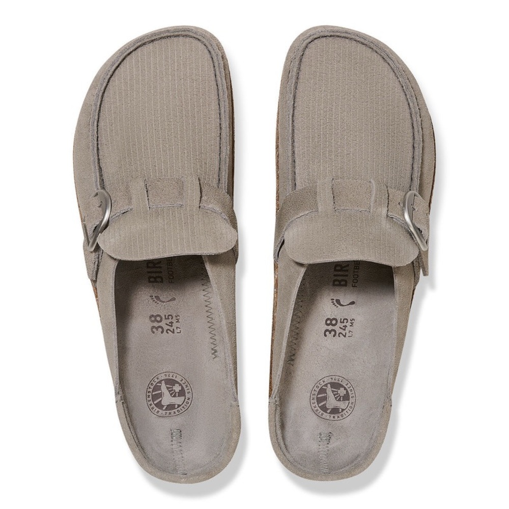Birkenstock | Buckley Suede Corduroy Clog Womens Size 38 US 7 Gray - Picture 4 of 13